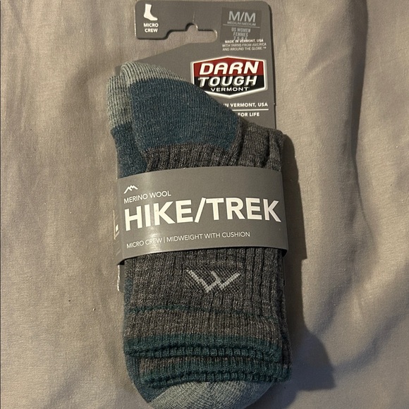 Darn Tough Women's Merino Wool Hike/Trek Socks - Gray and Blue - Picture 1 of 4
